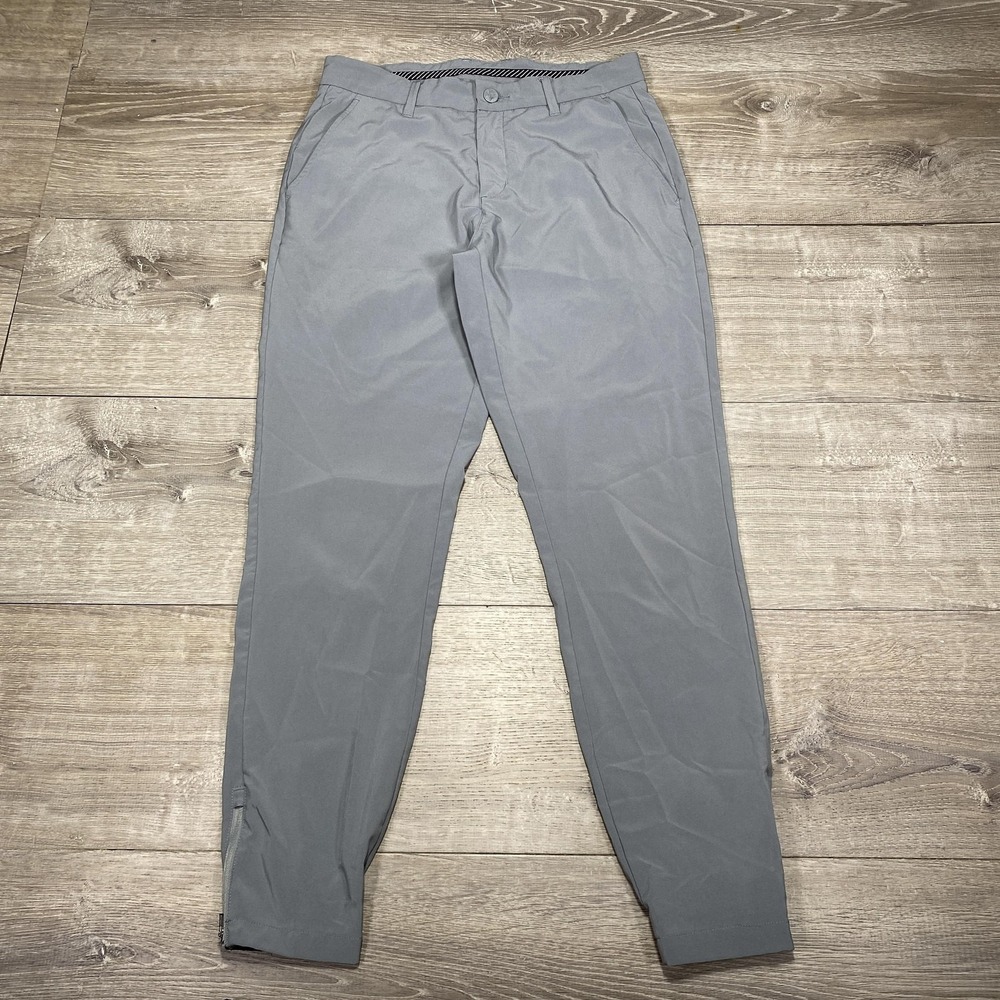 Primo Pants Mens 30 Regular‎ Gray Stretch Tapered Ankle Zip Jogger Golf Modern